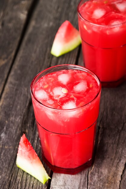 Watermelon juice in glasses 