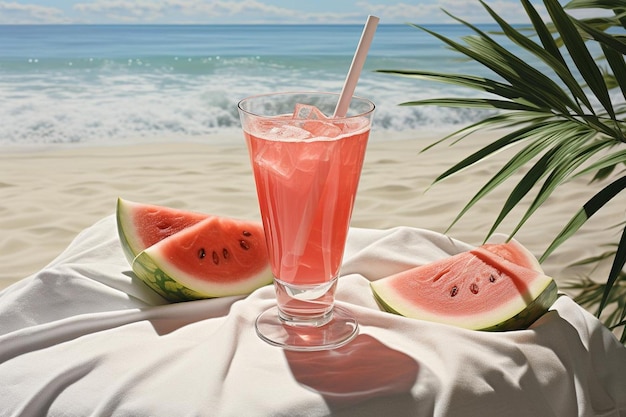 Photo watermelon juice on white background watermelon juic image photography