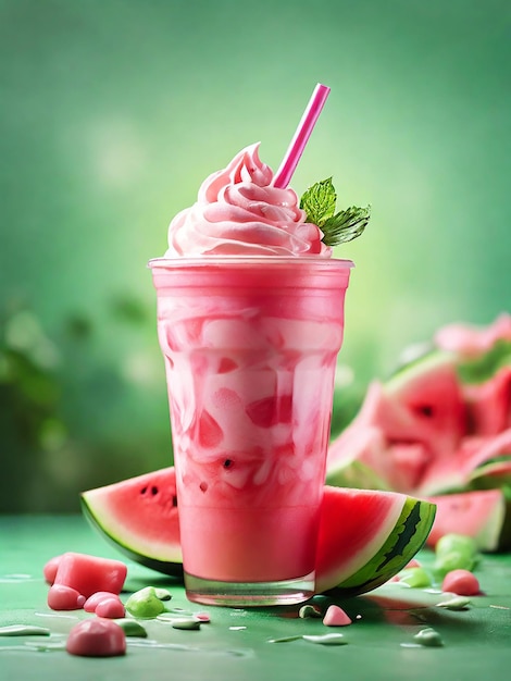 Watermelon Juice with milk cream explosion