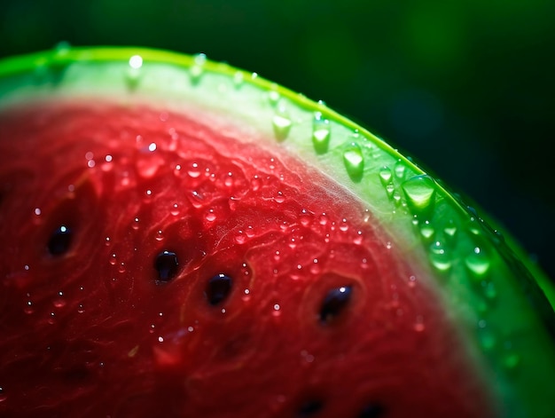 Watermelon met waterdruppels erop CloseupAI gegenereerd