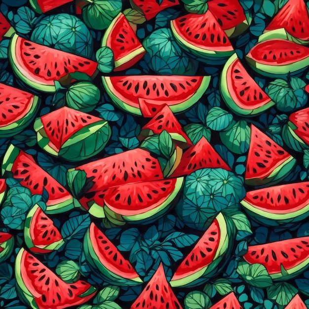 Watermelon Mosaic Madness Seamless Fruit Pattern for Summer