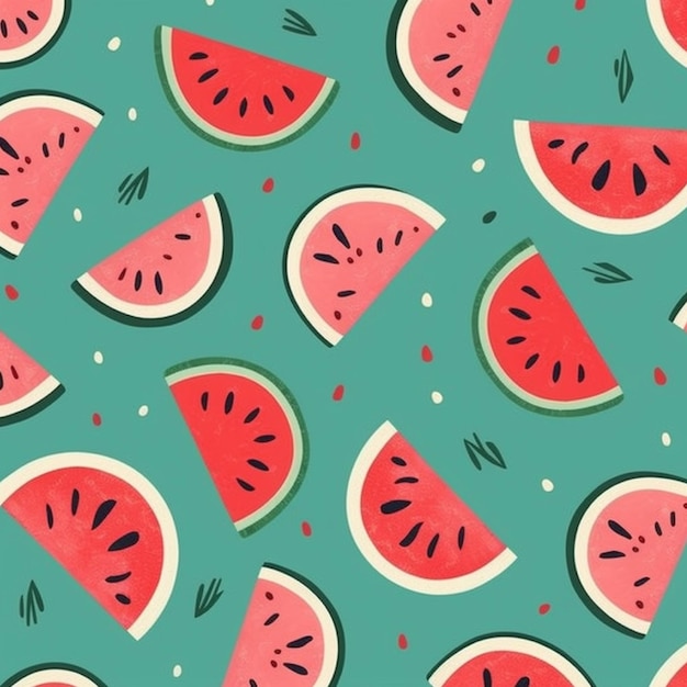Watermelon naadloos patroon met de hand getekende watermelon achtergrond Vector illustratie