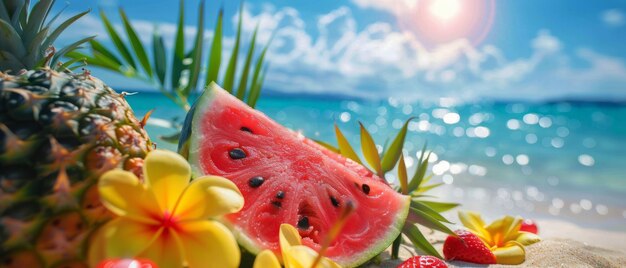 Foto watermelon op sandy beach