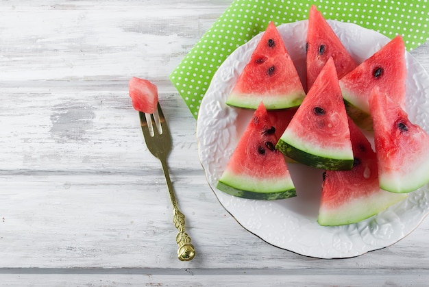 Watermelon pieces in bowl