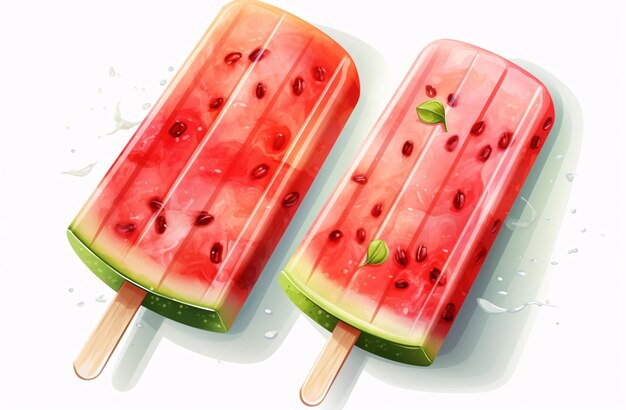 a watermelon popsicles with fruit on a stick