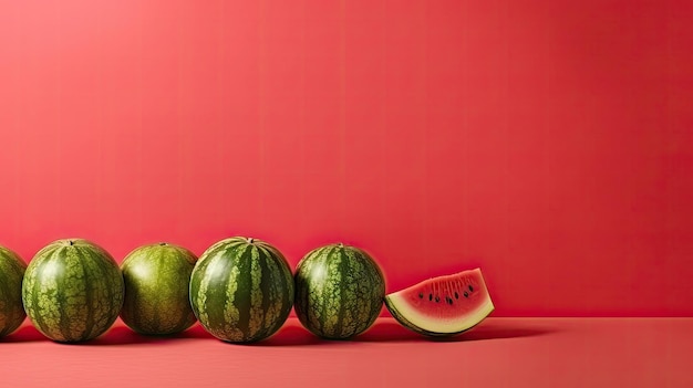 Watermelon on a red background with a red background