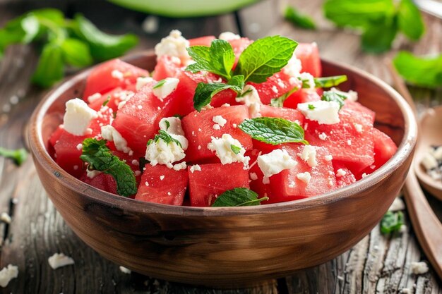 Watermelon Salad with Feta Cheese and Mint Watermelon image photography