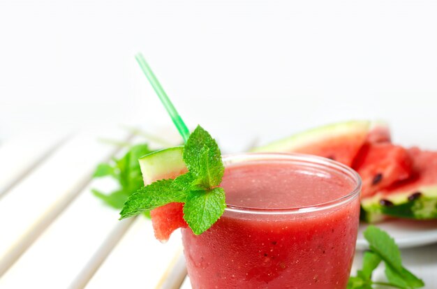 Watermelon shake with mint 