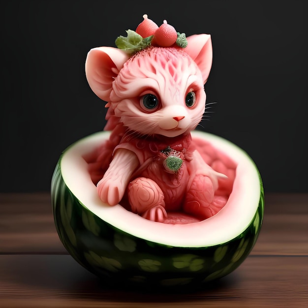 A watermelon shaped like a cat