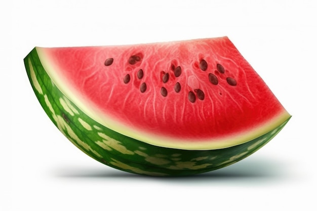 Watermelon slice on white surface isolated