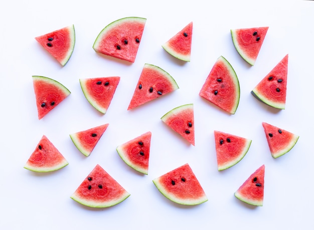 Watermelon sliced on white background.