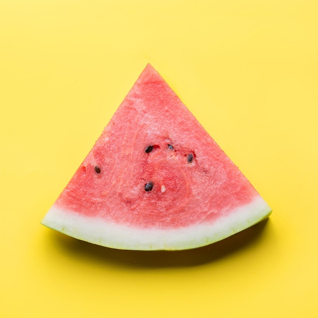 Watermelon sliced on yellow. Flat lay. Food concept.