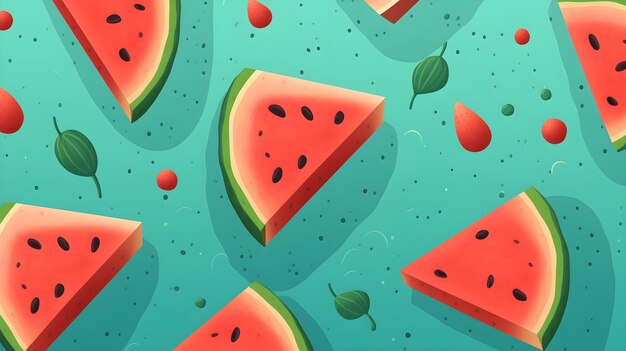 Photo a watermelon slices on a blue background