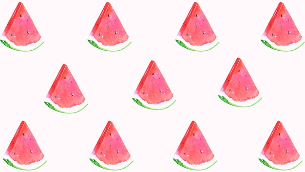 Watermelon slices in a row with watermelon on the top