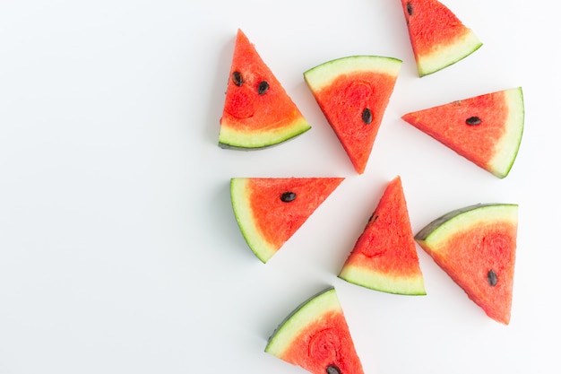 Watermelon slices in top view