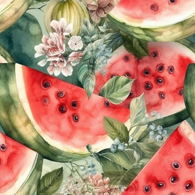 Photo watermelon slices on a white background. watercolor.