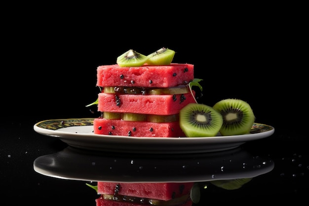 Watermelon slices with kiwi hone