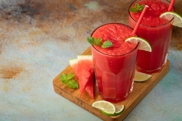 Watermelon slushie summer refreshing drink.