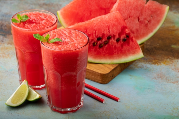 Watermelon slushie summer refreshing drink.
