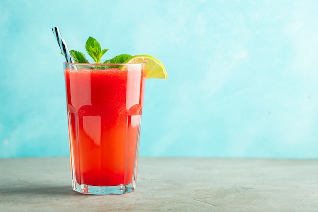 Watermelon slushie with lime and mint.