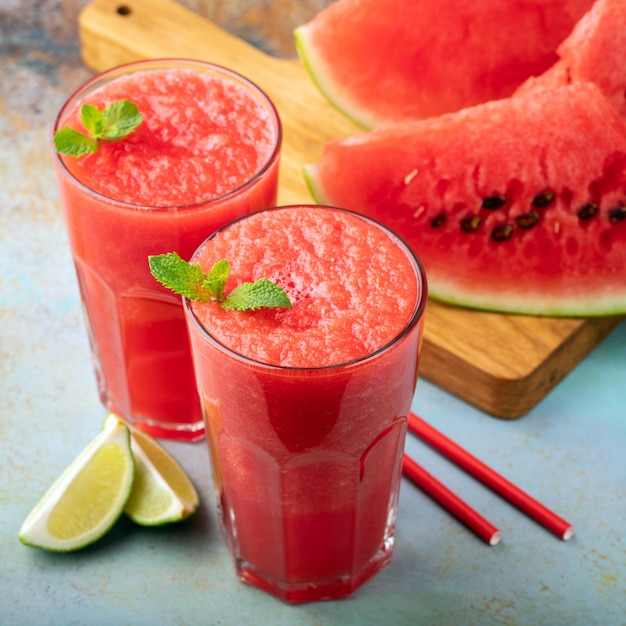 Watermelon slushie with lime.