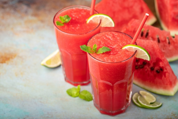 Watermelon slushie with lime.