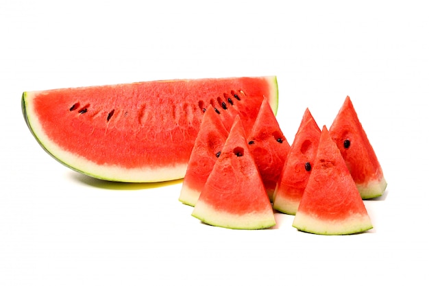 Photo watermelon small pieces of watermelon slice isolated