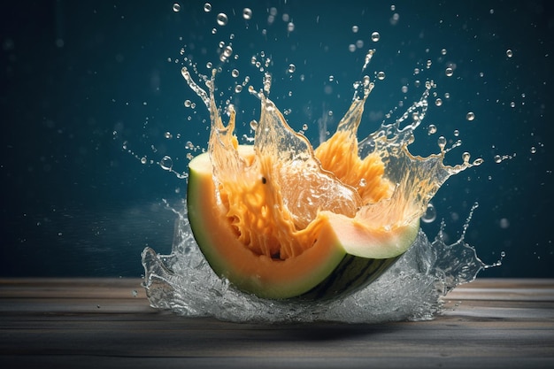 Watermelon splashing into a watermelon bowl