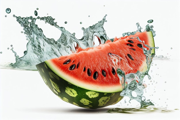 Watermelon splashing into a watermelon slice