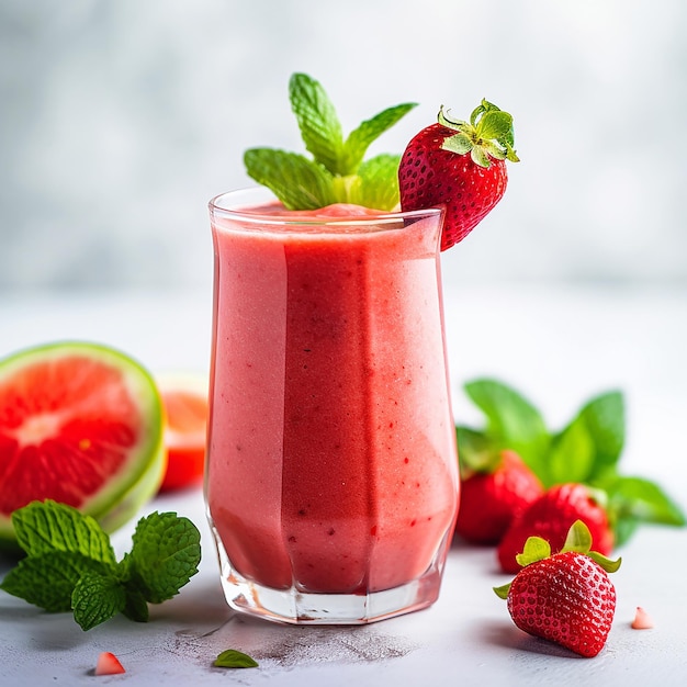 Watermelon Strawberry Smoothie in a Glass