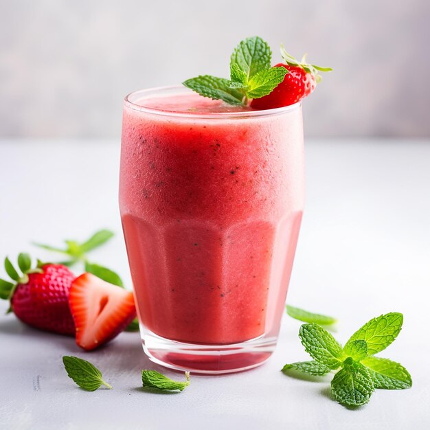 Watermelon Strawberry Smoothie in a Glass