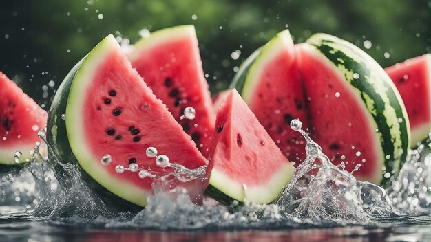 Watermelon in the water colour splash generated by AI