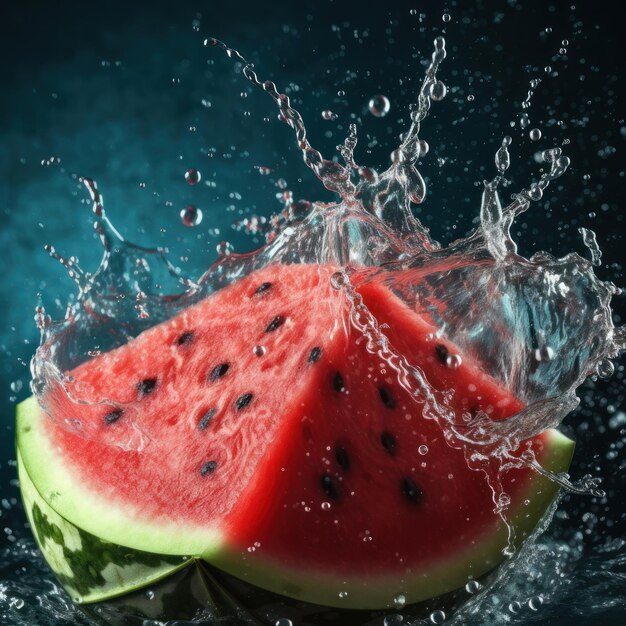 Watermelon in water Illustration AI GenerativexA