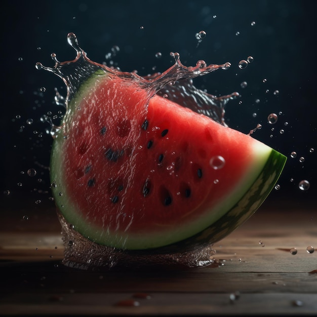 Watermelon in water Illustration AI GenerativexA