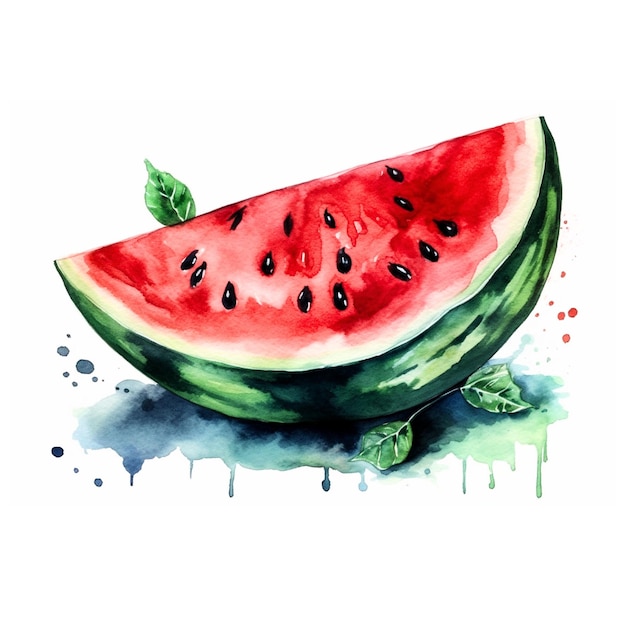 Watermelon watercolor illustration splashes