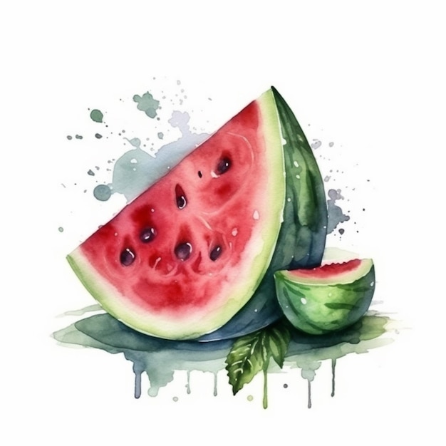 Watermelon watercolor painting by the watercolor artist