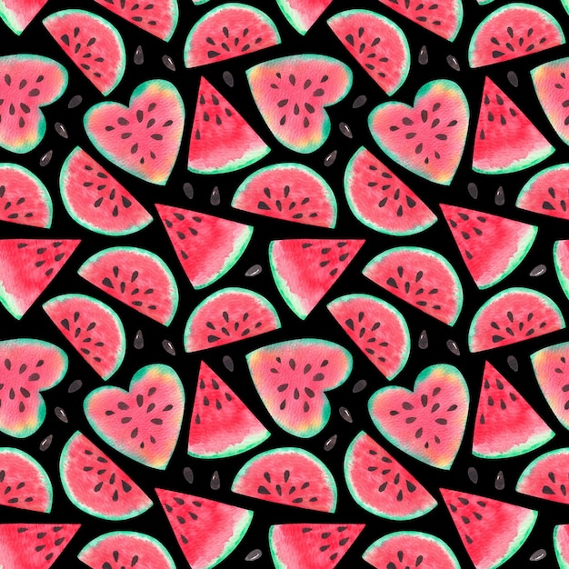 Photo watermelon watercolor seamless pattern summer juicy print