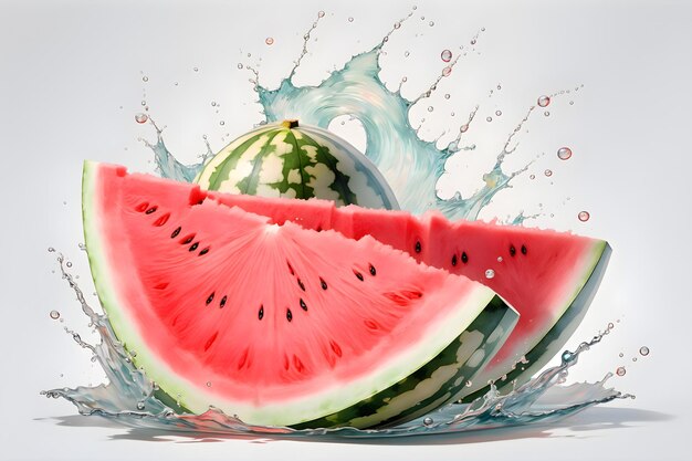 Watermelon whirl colorful splash capturing the essence of summer