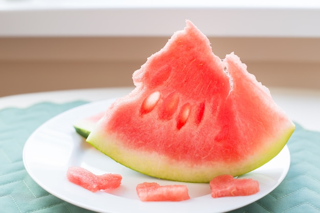 Watermelon on a white plate