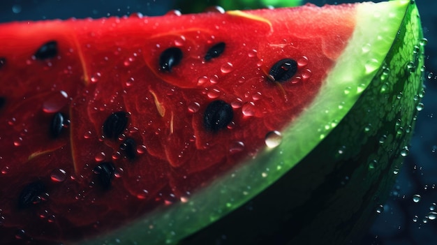 Watermelon with a green seed on it