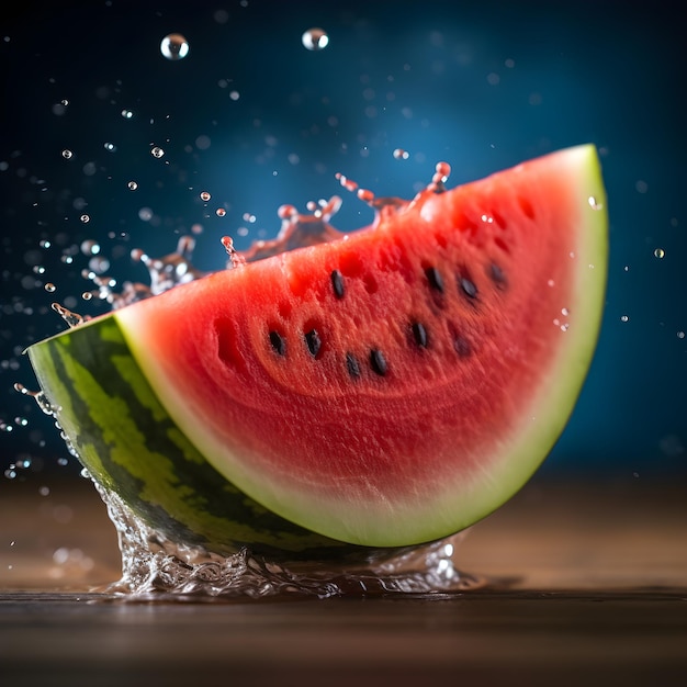 Watermelon with a splash of water on it