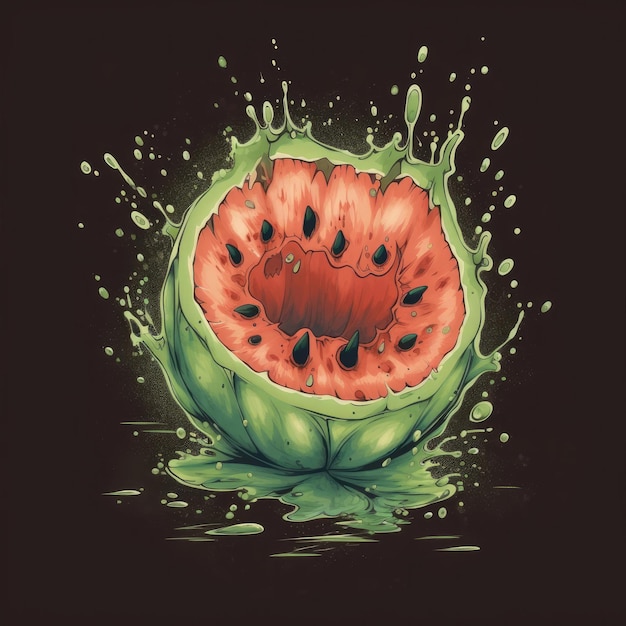 A watermelon with a splash of water on it