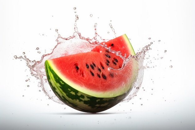 Watermelon with a splash of water on it