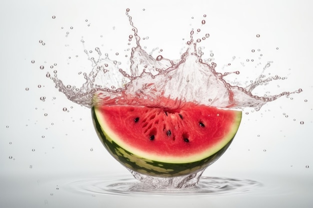 Watermelon with a splash of water on it