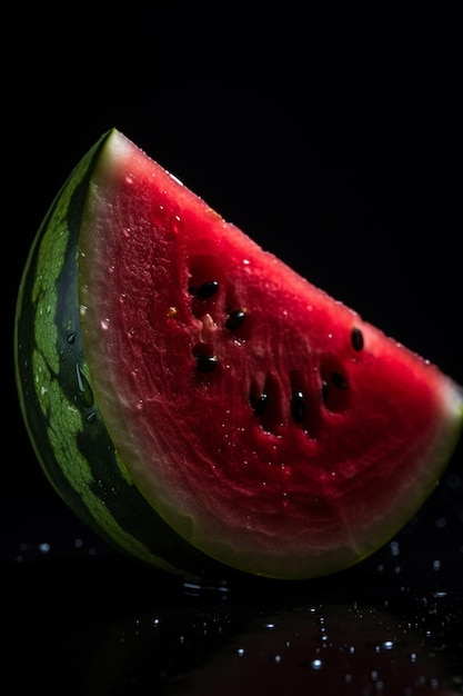 Watermelon with water drops on it