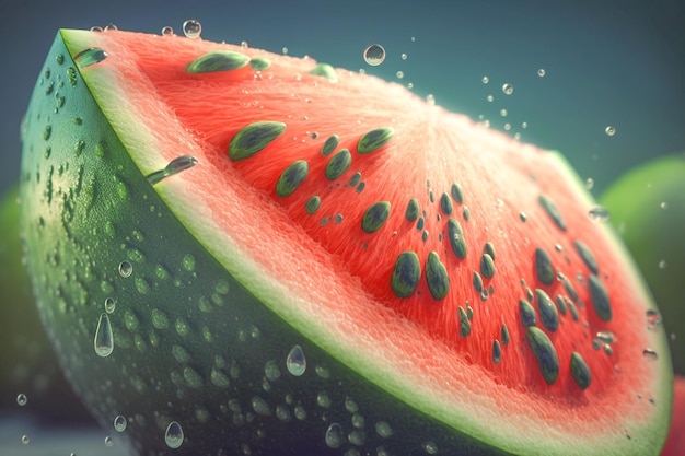 Watermelon with a watermelon slice in the background