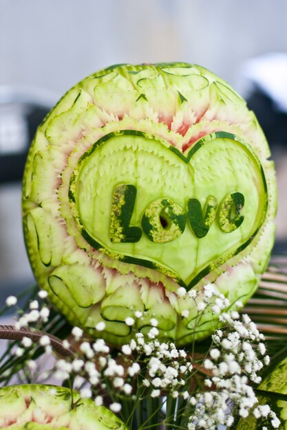 watermelon with the word LOVE