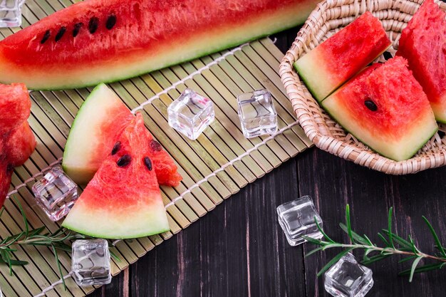 Watermelon on wooden background