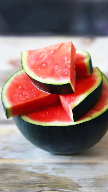 Watermelon on a wooden surface