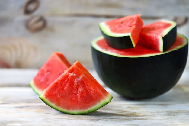 Watermelon on a wooden surface